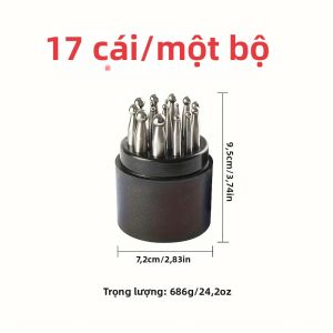 Bộ Dụng Cụ Tạo Hình Kim Loại Trang Sức 17 Món Kèm Hộp Đựng - Bộ Dụng Cụ Đục Lỗ Tạo Hình Cho Nhẫn Bông Tai Khắc Hạt