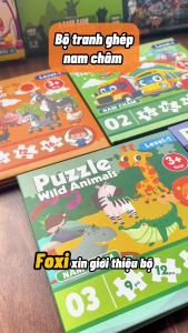 [Foxi] Bộ Sổ Ghép Hình Nam Châm Puzzle Nhiều Cấp Độ Level Đồ Chơi Trí Tuệ Trẻ Em Vận Động Khám Phá