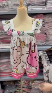 Bộ Đồ Ngủ Nữ Đùi Lụa LATIN  Set Bộ Mặc Nhà Tay Cánh Tiên  Hoạ Tiết Siêu Dễ Thương Từ 40-62kg - AT shop