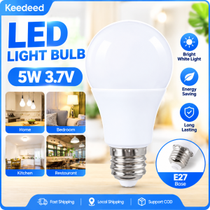 【Local Stock】4pcs DC 3.7V Low Voltage LED Energy Saving Bulb E27 5W High Brightness Spherical Lamp Non‑Flicker Home Indoor Lighting