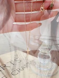 Kalung Salib Titanium Model Vintage Gold Fashion Elegan Korea Premium Anti Karat - Bahan Rantai Pelapis Logam - Perempuan Liontin