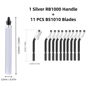 Deburring Tool with 11PCS High Speed Steel Rotary Blades Burr Removal Reamer Tool for Resin Metal Plastic PVC Pipes and Copper