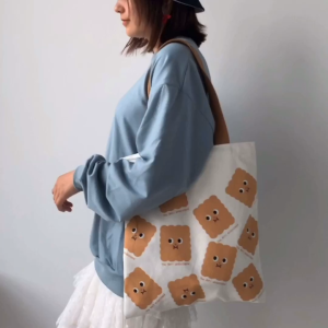 Cute canvas bag womens shoulder bag Korean versatile large capacity handbag student commuting art canvas bag shopping bag