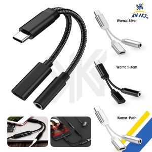 [KN ACC] TYPE C JACK AUDIO SPLITTER 2 IN 1 JACK 3.5MM DENGAN PORT PENGGISIAN DAYA