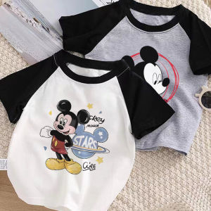 การ์ตูนพิมพ์ Miqi บล็อกสีแขนสั้นเสื้อยืดสําหรับผู้ชายผู้หญิงเด็กน่ารักสดแฟชั่นสนุกผ้าฝ้ายบริสุทธิ์ยอดนิยม INS แนวโน้ม