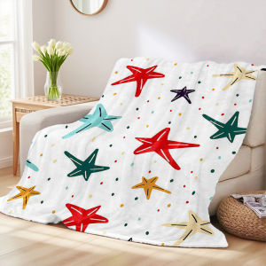 Beast Kingdom | Color Starfish Printed Blanket Suitable For Sofa Beds Offices Travel Camping Chairs Warm Woolen Blankets
