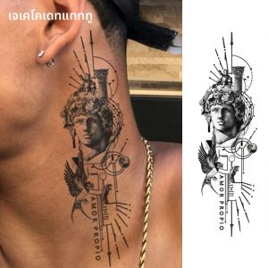 รอยสักเทศกาลดนตรี - รอยสักสมุนไพรลายศิลปะ รอยสักหัวมิเคียลแองเจโลหุ้มด้วยปูนปลาสเตอร์พร้อมรูปนกแม็กไพ - ลายโทเท็มเทพนิยายโรมัน - รอยสักชั่วคราวลาย "Amor Proprio" ภาษาโปรตุเกส สไตล์เท่ห์สำหรับผู้ชายและผู้หญิง รอยสักมือและขา ติดทนนาน กันน้ำได้ 15 วัน
