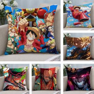 Bandai | One Piece Four Emperors Yonko Anime Plush Pillow Cover Soft Short Plush Cushion Cover For Sofa Bedroom Home Decor Gift