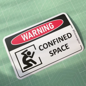 Confined Space. Safety Sticker Sign Label Signage Danger Warning Caution. Confine Small Area Place.