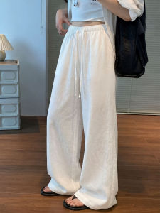 YAYANGREN | White Cotton-Linen Loose Wide Leg Pants for Women Summer