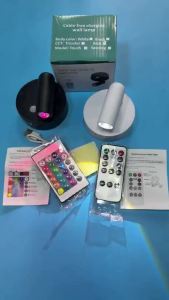 Motion Sensor LED Wall Lamp with Remote Control Rechargeable Touch Night Light Magnetic RGB Spotlight for Bedroom Hallway Stairs