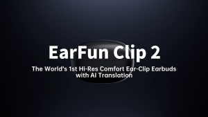 EarFun Clip 2 Black – Open-Ear Earbuds with AI Translation Hi-Res LDAC 40H Playtime IP55