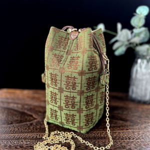 Handmade Bucket Bag DIY Material Kit Square Bottom Tie-Top Fabric Art Includes Chain Can Hold Mobile Phone Home Sewing Tools