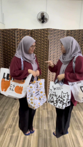 Beg Beli-Belah Kitar Semula / Rekaan Kucing / Recycle Shopping Eco Bag / Tote Bag Cute Cat Design