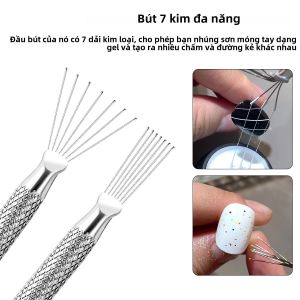 Đa Năng 7 Chân Móng Tay Nghệ Thuật Dây Dụng Cụ Vẽ Có Thể Uốn Cong Lông Vũ Pin Họa Tiết Bàn Chải Tự Làm Móng Tay Bàn Chải Cho Đường Tranh