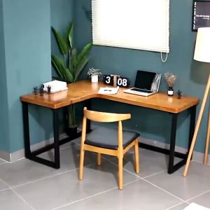 Corner Desk L-shaped Office Ddesk Computer Table with Shelf Study Table for Home 120/140CM