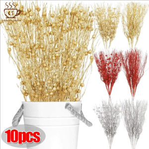 🔥 10Pcs Artificial Glitter Gold Powder Berry Stem Decoration Xmas Tree Twigs Branches DIY Wreath Vase Decoration 43cm