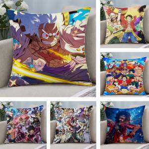 Bandai | One Piece Rob Lucci CP9 Anime Plush Pillow Cover Soft Short Plush Cushion Cover For Sofa Bedroom Home Decor Gift Decoration