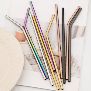 ชุดหลอดดูดน้ำสแตนเลส 304 จำนวน 4 ชิ้น หลอดดูดน้ำแบบใช้ซ้ำได้สำหรับชา กาแฟ มิลค์เชค ค็อกเทล อุปกรณ์ครัว งานปาร์ตี้ บาร์