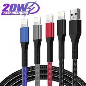Cáp Sạc Nhanh 20W USB A Sang Lightning Cáp Dữ Liệu Bện Nylon Cho iPhone 14/13/12/11 Pro Max Phụ Kiện Sạc iPad