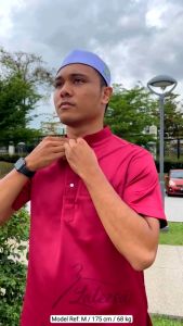 E0303 Kurta Lelaki Lengan Pendek Satin Berkilat Regular Fit