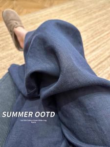 V.C.I | Loose Flowing Dark Blue Linen Pants
