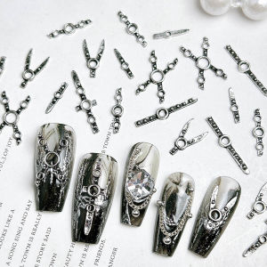 20PCS Hot Selling Alloy Black Strap Nail Art Decorations Creative Heavy Metal Gothic Nail Charms for DIY Punk Style Nail Designs