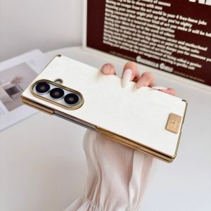 For Galaxy ZFold 8 Ultra Fashion PU Leather Case with Nameplate For Samsung Galaxy Z Fold 8 7 6 5 Anti Fingerprint Protect Cover