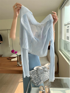 Short Sun Protection Knit Cardigan Womens Thin Cape Summer Air Conditioning Shirt Crop-Top Outerwear Small Shirt Camisole Dress