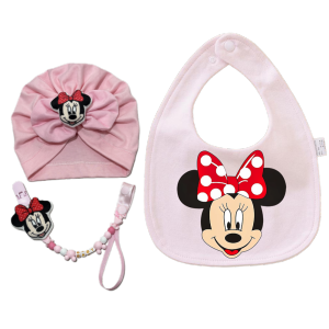 Disney | Kawaii Baby Bib Newborn Pacifier Holder Baby Hat Breathable and Comfortable Bib for Drooling Babys Pure Color Bib Towel Baby