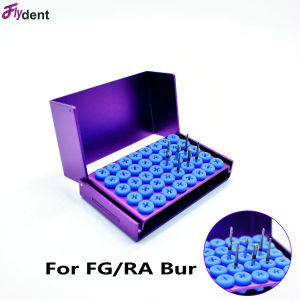 1Pcs 40 Holes Dental Bur Holder Aluminum Box Cleaning Silicone Stand Anti Falling FG RA Burs Organizer Box
