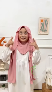 Hijab Pashmina Anak Instan Inner Oval Jersey Menutupi Leher Ukuran 5 - 10 Tahun Kerudung Anak Perempuan Jilbab Pasmina Ninja Anak Tanggung