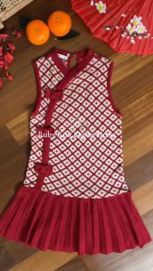 LEWIS EMMA - Ruby Knit Qipao Dress (6 Bulan-14 Tahun) Dress Knit Anak & Bayi Perempuan / Baju Rajut Terusan Tanpa Lengan