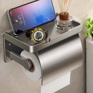 Wall-Mounted Toilet Paper Holder With No Drilling Required Bathroom Tissue Dispenser Waterproof Toilet Storage Rack