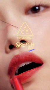 3CE Sketchstick Lipstik Segi Tiga lipstick matte vibrant color pigmented creamy smooth comfortable lip care K beauty Korean makeup