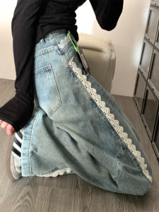 Quần Jeans Denim Ống Rộng Xanh Lá Cây Cạp Cao Dài Đến Sàn Cho Nữ Mùa Hè 2025 Quần Jeans Denim Cao Cấp Thường Ngày