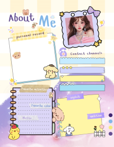 ✨ YuPlanner: 💜 About Me: Kawaii Character Collection 🐰 (ไฟล์ PDF)