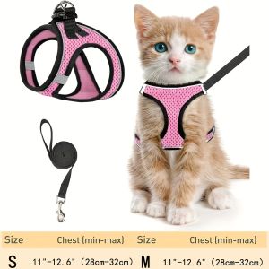 Dog Harness and Leash Set for Walking Escape-Proof Vest Harness with Soft Mesh Adjustable Straps Reflective Strips Suitable for Kittens and Puppies