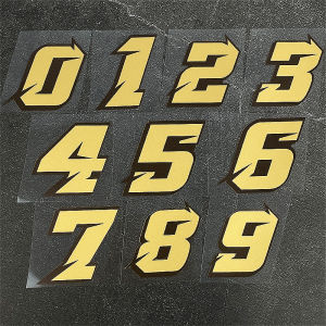 1PC Matte Gold Number 0-9 Motorcycle Stickers Waterproof for DIY Motorbike Fuel Tank Helmet Windshield Universal Vinyl Decals