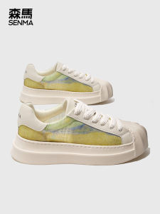 รองเท้าผ้าใบชาย รองเท้าลำลอง ส้นหนา ทรงหัวสี่เหลี่ยม สวมใส่สบาย ระบายอากาศได้ดี รองเท้าผู้ชาย ฤดูร้อน 2023