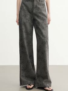 DESIGNICE | Leisure Loose High Waist Jacquard Jeans
