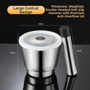 Stainless Steel Garlic Pressing Pestle and Mortar