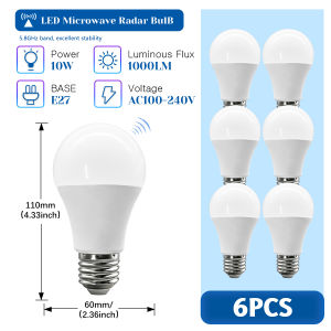 1-10PCS 10W Radar Motion Sensor Light Bulbs Dusk to Dawn LED Bulb Outdoor Light Auto On/Off for Indoor Outdoor Basements Porch