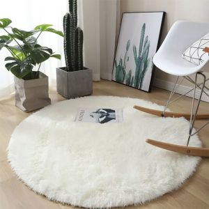 Topstar Fluffy Round Carpet - Non-Slip Furry Floor Mat for Living Room and Bedroom Decor - Thick, Soft and Environmentally Friendly - Available in 4 Sizes (80/100/130/160cm) - European Style Design with High-Quality Make