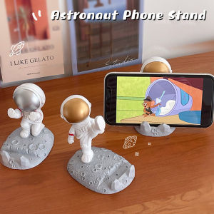 Cute Spaceman Astronaut Statue Phone Stand Holder Office Home Living Tablet Desktop Holder Mobile Phone Holder Resin Doll Desktop Decoration Home Office Desk Phone Holder