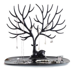 PrettySet Black Antler Jewelry Display Stand Tray Earrings Necklace Holder Ring Stand Pendant Bracelet Storage Tree Jewelry Rack Organizer