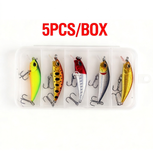 5pcs 4.5cm/5g Plastic Trolling Fishing Bait Lure SwimBait Lure 3D Eyes Hard Sinking Minnow Lure With 2 Treble Hook