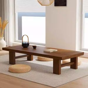 โต๊ะเตี้ยสไตล์ญี่ปุ่นแบบเรียบง่าย โต๊ะทาทามิ โต๊ะน้ำชาไม้ โต๊ะน้ำชาสำหรับระเบียง โต๊ะน้ำชาแบบกังฟู โต๊ะเรียนรู้แบบจีน