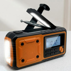 4000mAh Solar Powered Emergency Radio with AM FM Weather Alert LED Flashlight Power Bank for Outdoor Camping Survival