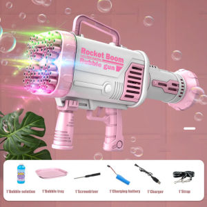 【Malaysia Spot Sale】Bubble Gun Automatic 64 Holes LED Lighting Electric Bubble Machine popular Toys Kids Outdoor Best Gift Wedding